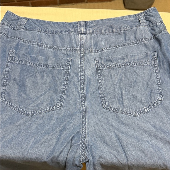 Maurices Blue with Floral Insert Wide Leg Palazzo Bohemian Jeans Pants, Size 10. - Picture 10 of 13